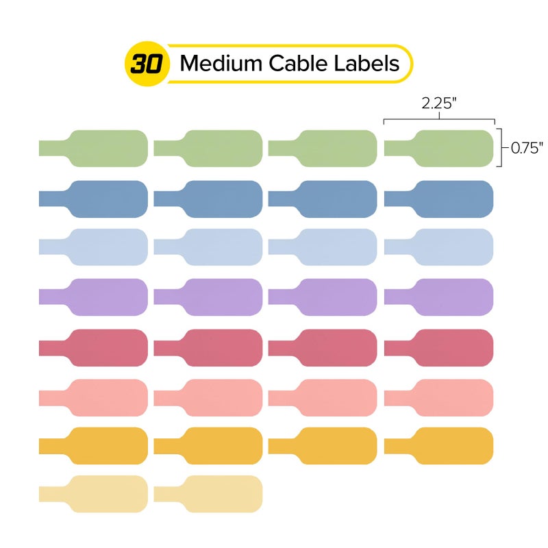 Wrap-It Storage Cable Labels - Medium, Macaron (30-Pack) - Write On Cord Tags for Wire Management and Identification - Image 4