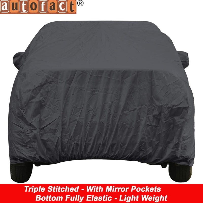 Autofact Car Body Cover with Mirror Pockets Compatible for Toyota Yaris (Triple Stitched, Bottom Fully Elastic, Dark Grey) - Image 3