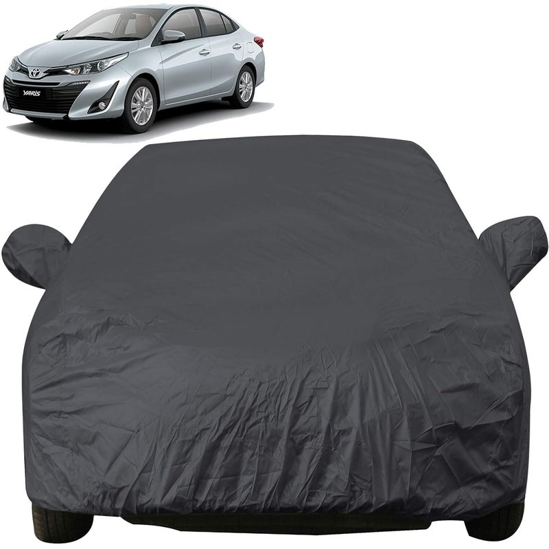 Autofact Car Body Cover with Mirror Pockets Compatible for Toyota Yaris (Triple Stitched, Bottom Fully Elastic, Dark Grey) - Image 1