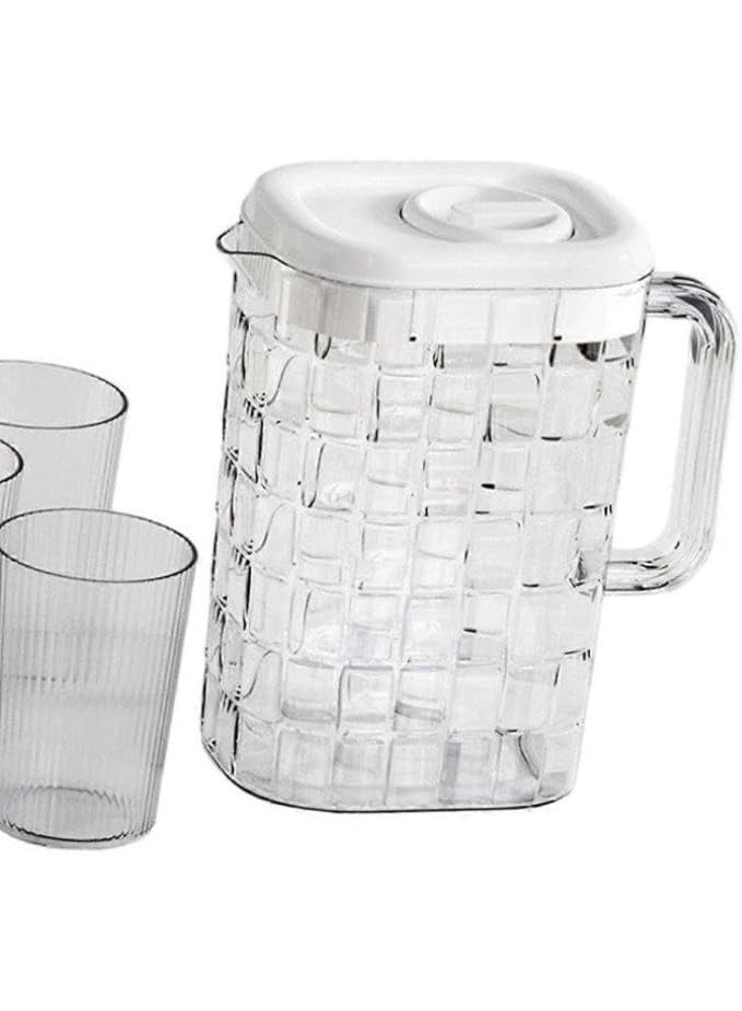 Acrylic decanter with 2 cups - practical and lightweight drinks serving set with an elegant design for everyday use HR (transparent) - Image 1