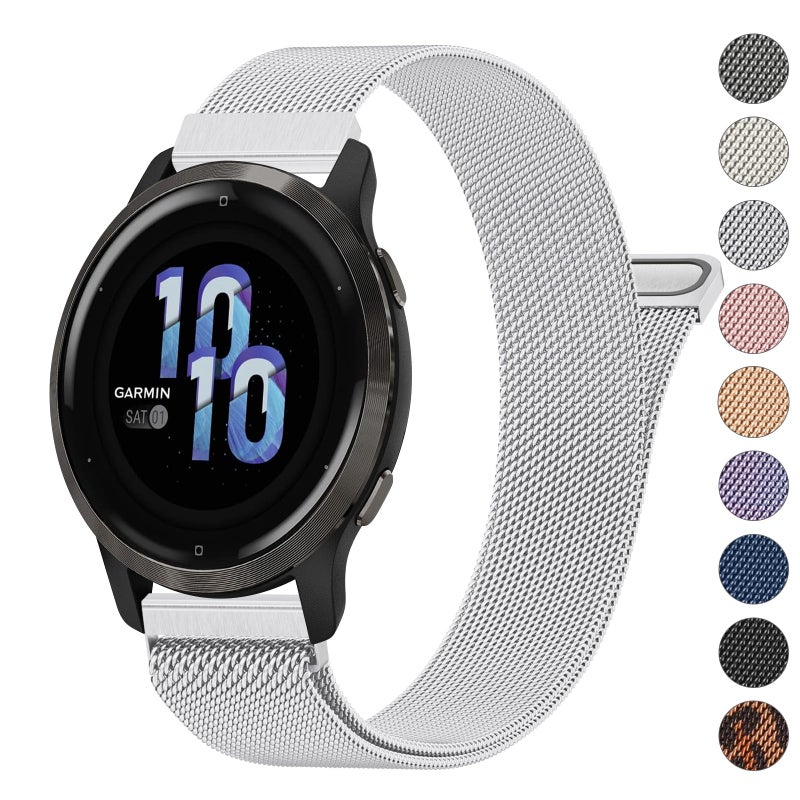 Meliya 18mm Metal Bands for Garmin Venu 3S Venu 4 41mm Venu 2S Vivoactive 4S Vivomove 3S Forerunner 265s Watch Bands Quick Release Stainless Steel Metal Replacement Wristband Strap for Garmin Forerunner 255s265s Bands Women Men Sliver - Image 3