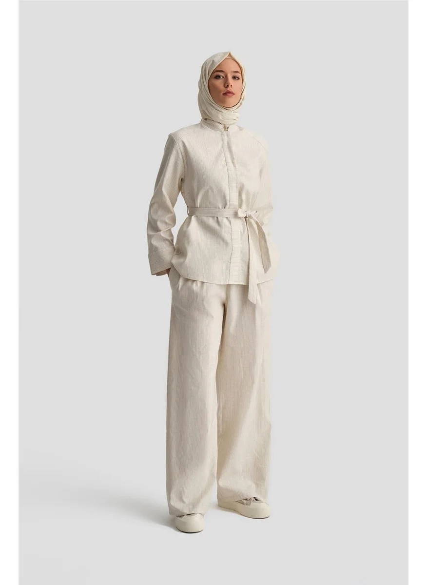 ARMINE Thick Striped Cotton Suit 24K6853 Light Beige
