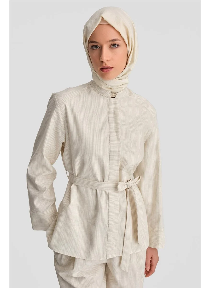 ARMINE Thick Striped Cotton Suit 24K6853 Light Beige