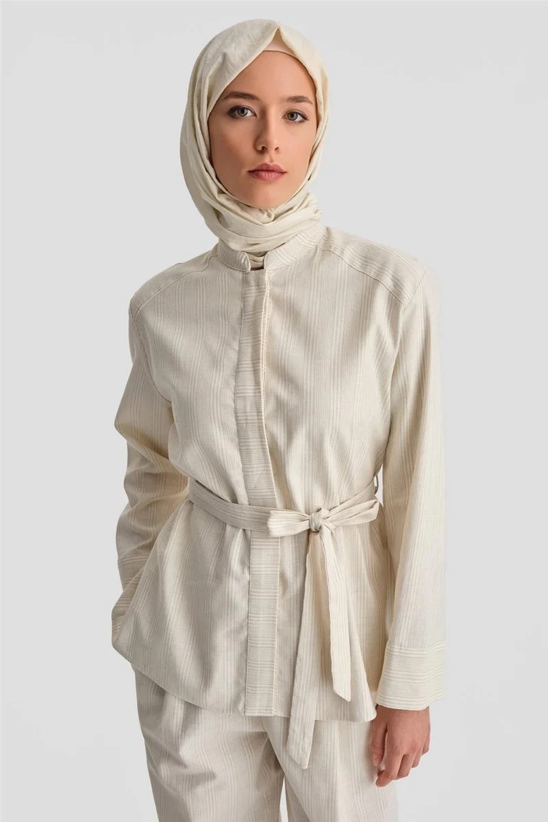 ARMINE Thick Striped Cotton Suit 24K6853 Light Beige