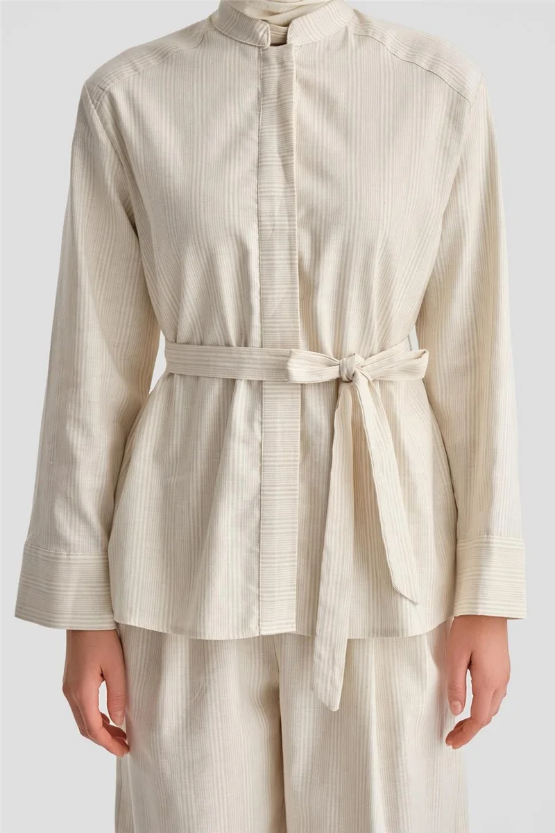 ARMINE Thick Striped Cotton Suit 24K6853 Light Beige