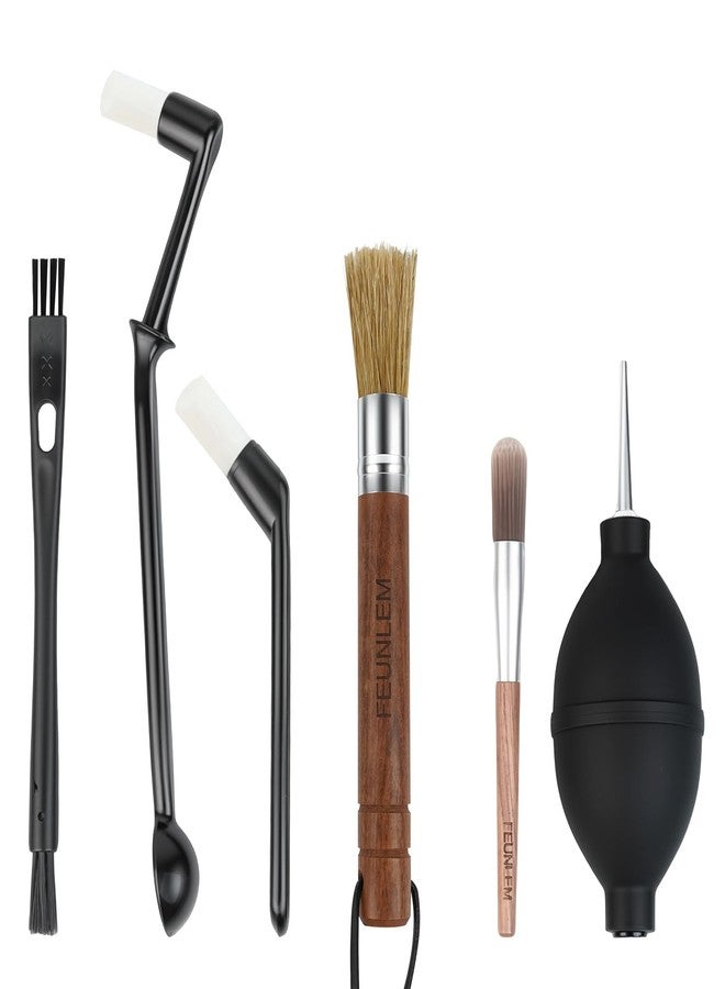 FEUNLEM Coffee Grinder Cleaning Kit, Espresso Machine Brush Set - 6Pcs with Group Head Brush, Long-reach Brush, Walnut Wood Brush, Air Blower for Coffee Cleaner, Espresso Tools (Air Blaster+5 Brush) - Image 1