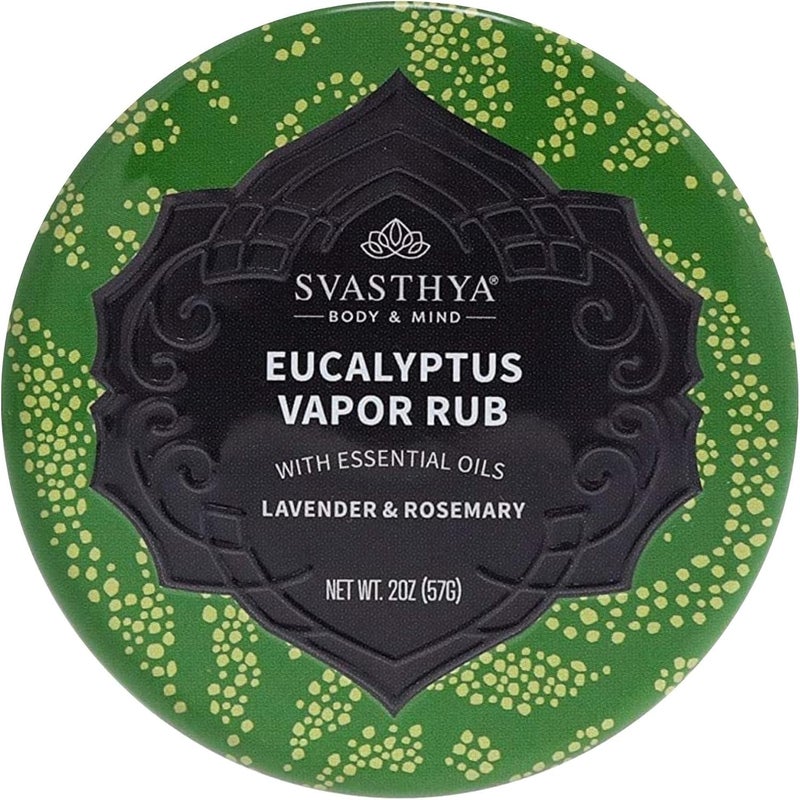 Svasthya Body & Mind Svasthya Body & Mind Eucalyptus Vapor Rub - Opens Nasal Passages & Moisturizes The Skin, Cough, Stuffy Nose & Congestion Relief, Olive Oil, Beeswax, Lavender, Rosemary - Made in The USA, 2oz 