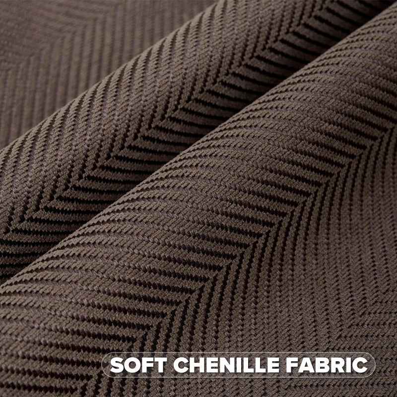 FUTEI Dark Coffee Chenille Throw Pillow Covers 18x18 Inch Set of 2,Soft Wide Chevron Textured Cushion Case,Farmhouse Home Decor for Couch Bed Living Room - Image 2