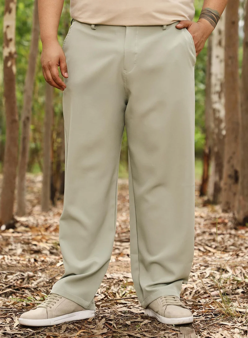 انستافاب بلس Instafab Men's Light Pistachio Solid Relaxed-Chino Trousers | Mid Rise , Straight Hem , Drawcord & Button Closure | Solid Plain | Polyester Blend Trousers For Formal & Office Wear