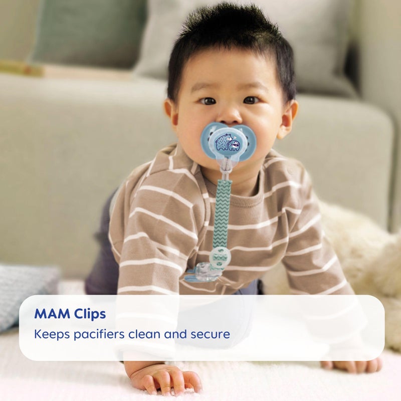 MAM Pacifier Clips (2 Clips), Clips for Pacifiers with Fasteners and Flexible Rings, Pacifier Clips for Boys, Designs May Vary - Image 3