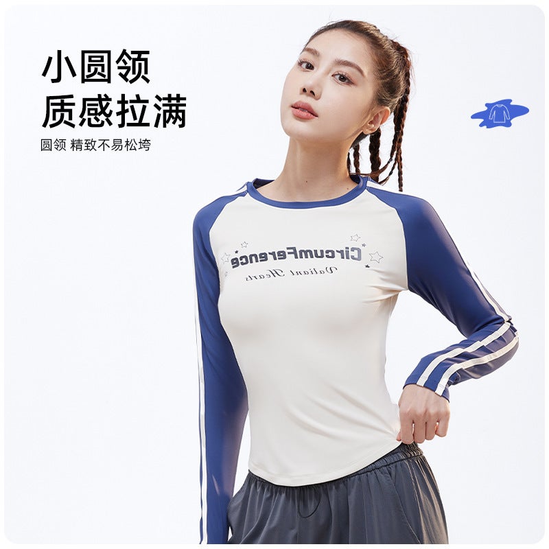 Juyitang Women's Crewneck Long Sleeve Sports T-Shirt – Letter Printed Retro Design - Image 3