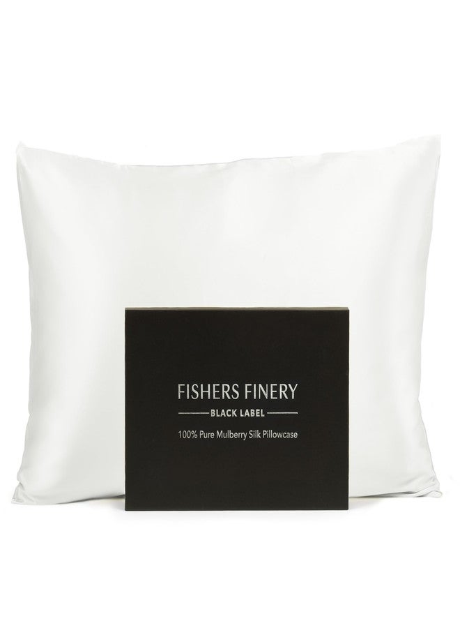Fishers Finery 30mm 100% Pure Mulberry Silk Pillowcase, Quality Tested (White, Standard) - Image 1