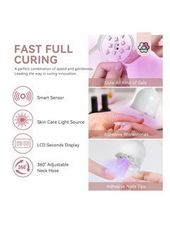 KASTWAVE مصباح أظافر إنتليسينس - 30 واط مصباح جل إكس مصباح أظافر صغير لاسلكي لمناكير طلاء الأظافر الجل، مصباح فلاش LED قابل لإعادة الشحن تجفيف سريع للأظافر مصباح UV لصالون الأظافر المنزلية أو المناكير DIY  - Image 3