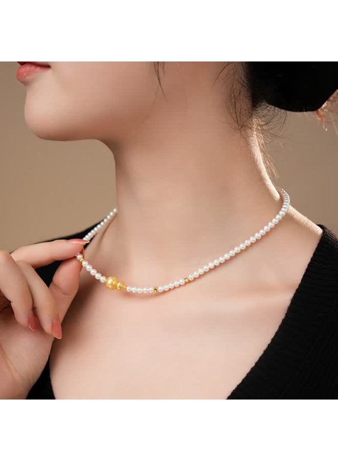 Dara 18k Gold Freshwater Pearl Necklace High Luster Entry-level Necklace Versatile Gift For Women's Day And Birthday - Image 3