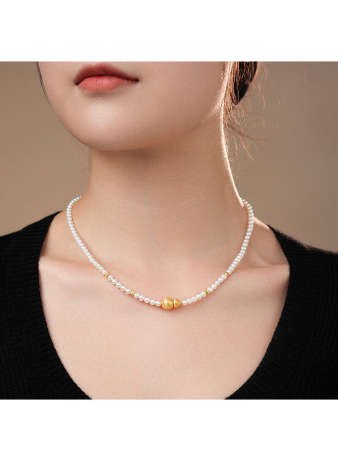 Dara 18k Gold Freshwater Pearl Necklace High Luster Entry-level Necklace Versatile Gift For Women's Day And Birthday - Image 2