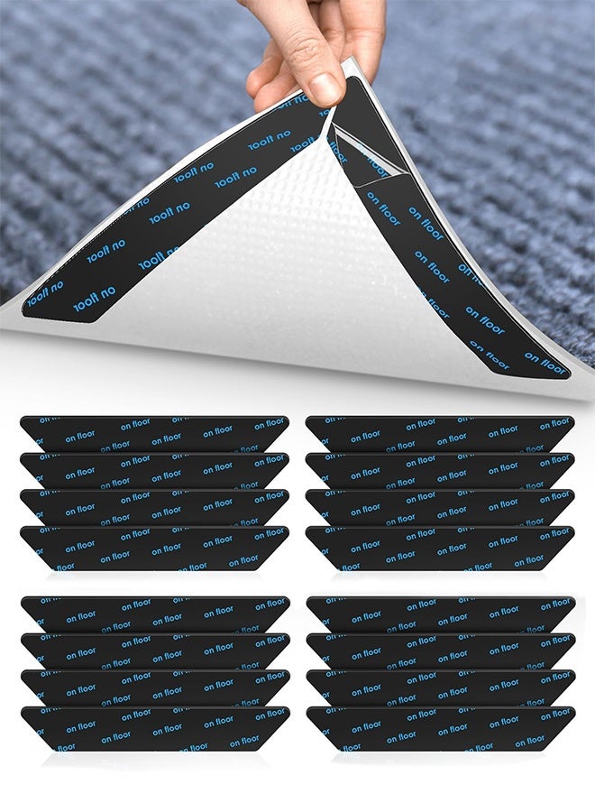 16 Pcs of Carpet Tape Non Slip Washable Rug Tape Grip Carpet Corner Dual Sided Non-Slip Rug Tape Sticker Area Rug Pad for Indoor Hardwood Floor and Tiles - Image 1