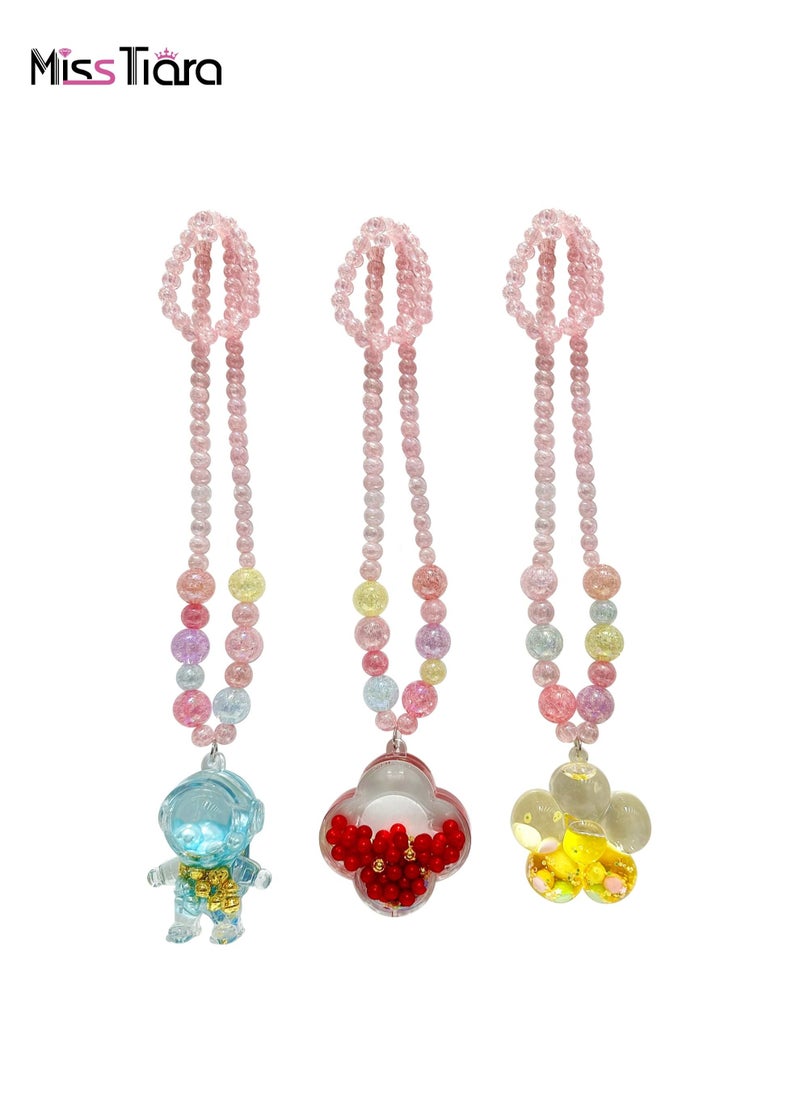 MissTiara 3 Set NEW Elegant Girls Jewelry Set Colorful Stretchy Beads Bracelets and Necklace Friendship Bracelets For Kids Girls Jewelry Party Favors  - Image 1
