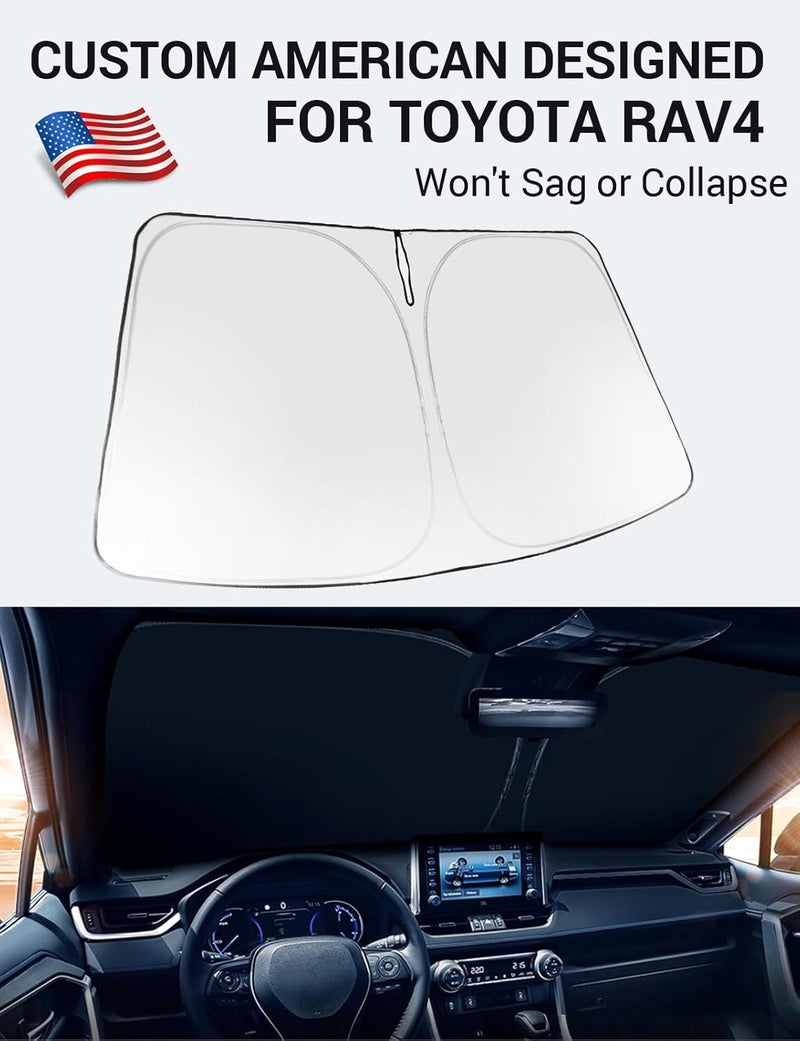 Proadsy Front Windshield Sun Shade for 2019-2023 Toyota RAV4 - Foldable Sunshade Protector - Image 2