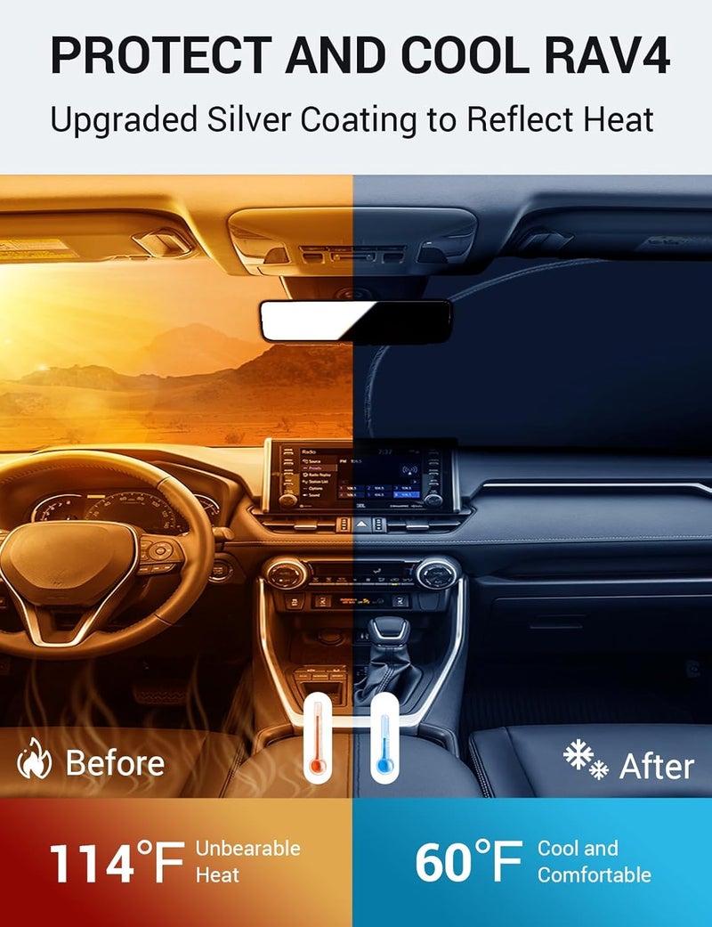 Proadsy Front Windshield Sun Shade for 2019-2023 Toyota RAV4 - Foldable Sunshade Protector - Image 3