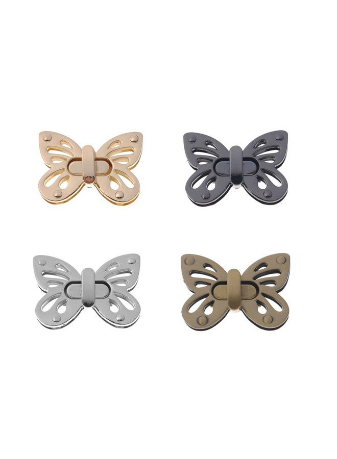 LARATH 4 Pieces Butterfly Shaped Clasp Turn Lock Metal Purse Twist Lock Closure Exquisite Practical Bag Buckles For Diy Craft Handbag Shoulder Bag Making Accessories, Mixed Color - Image 1