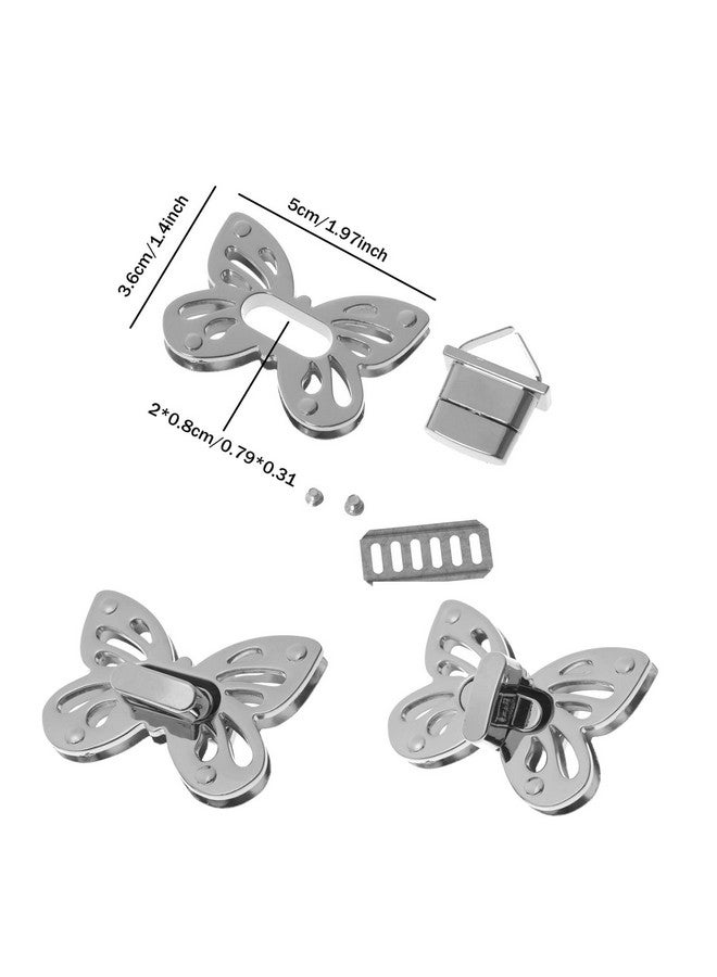 LARATH 4 Pieces Butterfly Shaped Clasp Turn Lock Metal Purse Twist Lock Closure Exquisite Practical Bag Buckles For Diy Craft Handbag Shoulder Bag Making Accessories, Mixed Color - Image 2