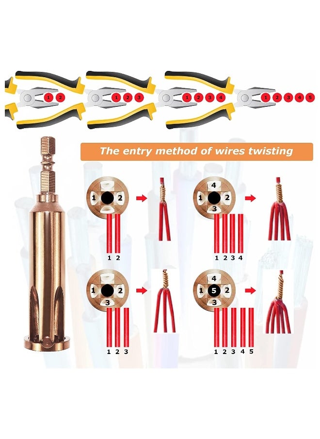 Wire Twisting Tools, Wire Stripper and Twister, Quick Connector Twist Wire Tool, 4 Square and 2.5 Square, 2~5 Way Twister Wire, for Stripping and Twisting Wire Cable at the Same Time