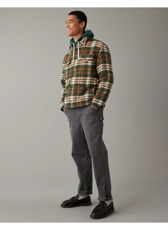 AE Plaid Button-Up Jacket