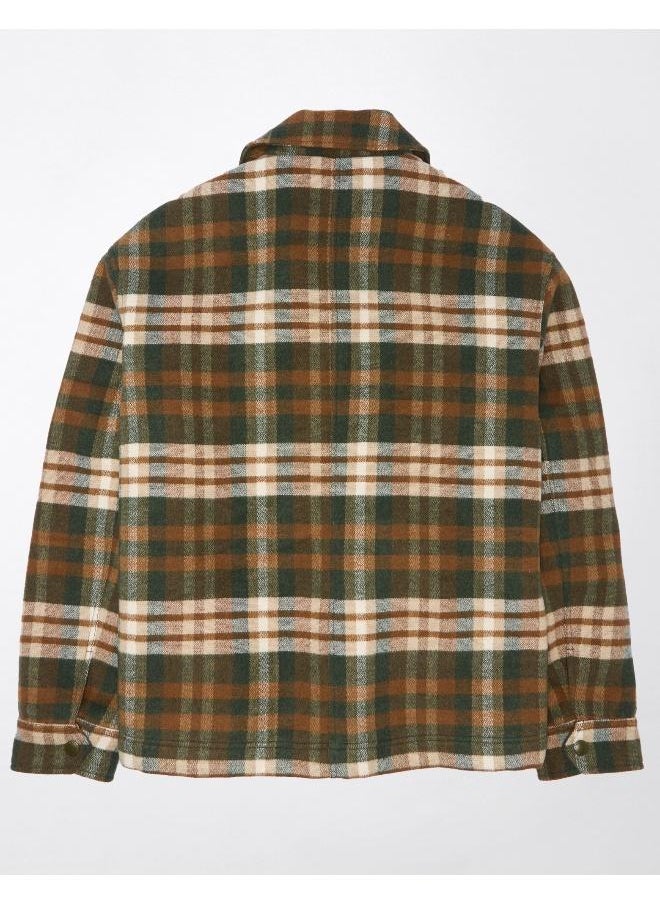 AE Plaid Button-Up Jacket