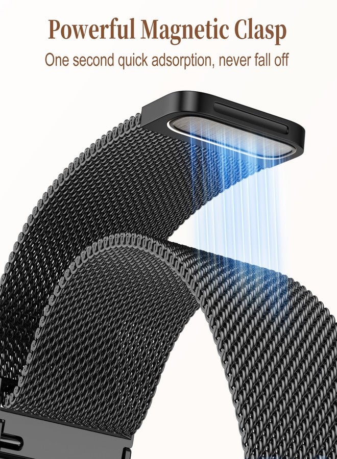 Getino Compatible with Apple Watch Bands for Women iWatch SE 3 Series 11 10 9 8 7 6 5 4 40mm 41mm 42mm 44mm 45mm 46mm 49mm 38mm Ultra, Magnetic Stainless Steel Metal Milanese Loop iWatch Band, Black - Image 5
