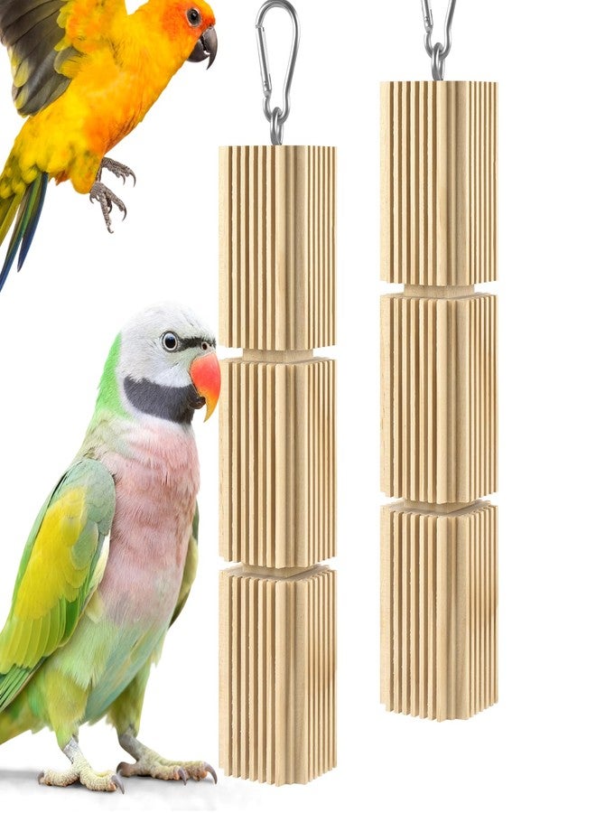 DBNESS 2 Pcs Bird Chew Toys, Natural Hanging Parrot Foraging Beak Grinding Wood Blocks, Birds Cage Accessories for Quaker, Caique, Conure, Cockatiel, African Grey - Image 1