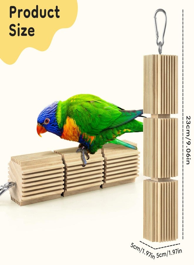DBNESS 2 Pcs Bird Chew Toys, Natural Hanging Parrot Foraging Beak Grinding Wood Blocks, Birds Cage Accessories for Quaker, Caique, Conure, Cockatiel, African Grey - Image 2