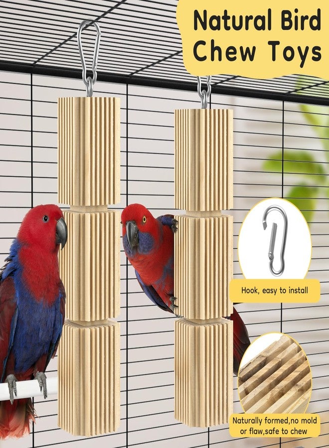DBNESS 2 Pcs Bird Chew Toys, Natural Hanging Parrot Foraging Beak Grinding Wood Blocks, Birds Cage Accessories for Quaker, Caique, Conure, Cockatiel, African Grey - Image 3