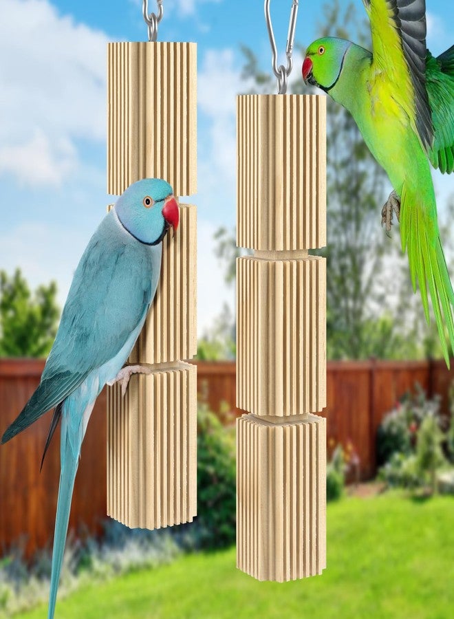 DBNESS 2 Pcs Bird Chew Toys, Natural Hanging Parrot Foraging Beak Grinding Wood Blocks, Birds Cage Accessories for Quaker, Caique, Conure, Cockatiel, African Grey - Image 5