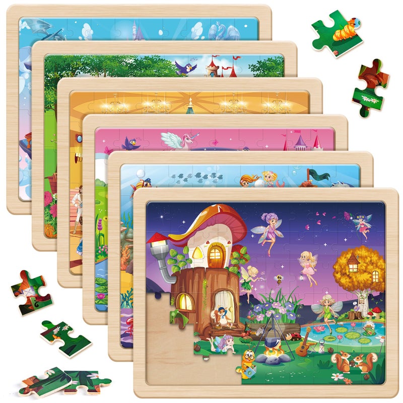 SYNARRY Unicorn Mermaid Princess Fairy Wooden Puzzles for Kids Ages 46 6 Packs 60 PCs Jigsaw Puzzles for Kids Ages 48 Preschool Toys Gifts for Toddlers 35 Wood Puzzles for 3 4 5 6 Year Old Girls - Image 2