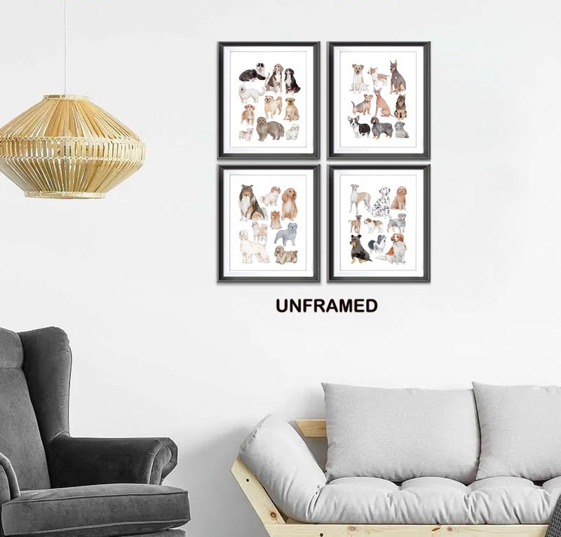 AEHIE Watercolor Dog Breeds Poster Prints for Home - Bedroom, Nursery, Living Room Decor - Unframed Set of 4, 8x10inches for Dog Lovers - Image 2
