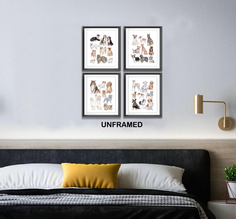 AEHIE Watercolor Dog Breeds Poster Prints for Home - Bedroom, Nursery, Living Room Decor - Unframed Set of 4, 8x10inches for Dog Lovers - Image 4