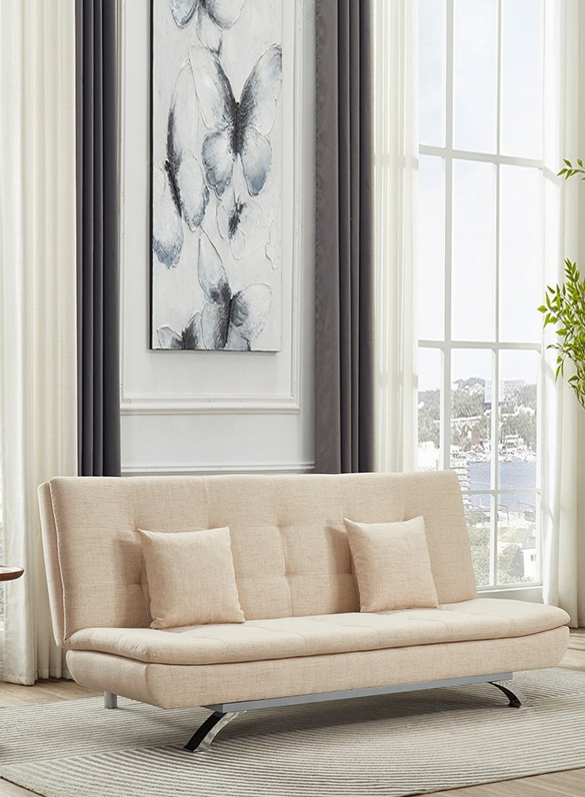 ايست من نون Classic 3 Seats Sofa Bed with Adjustable Backrest, Convertible Sofa Couch and Bed for Efficient Home, Small Spaces, Living Room or Office 190 x 120 x 40 cm in Beige - Image 1