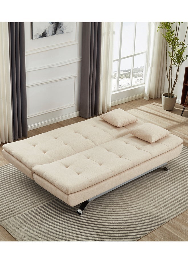 ايست من نون Classic 3 Seats Sofa Bed with Adjustable Backrest, Convertible Sofa Couch and Bed for Efficient Home, Small Spaces, Living Room or Office 190 x 120 x 40 cm in Beige - Image 2