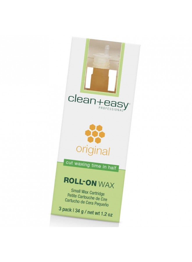 Clean + Easy Small Original Roll On Wax Refill for Wax Cartridge, Hygienic Depilatory Hair Removal Treatment, Removes Fine to Coarse Hairs, Perfect for Delicate Skin - 3 Packs - Image 1