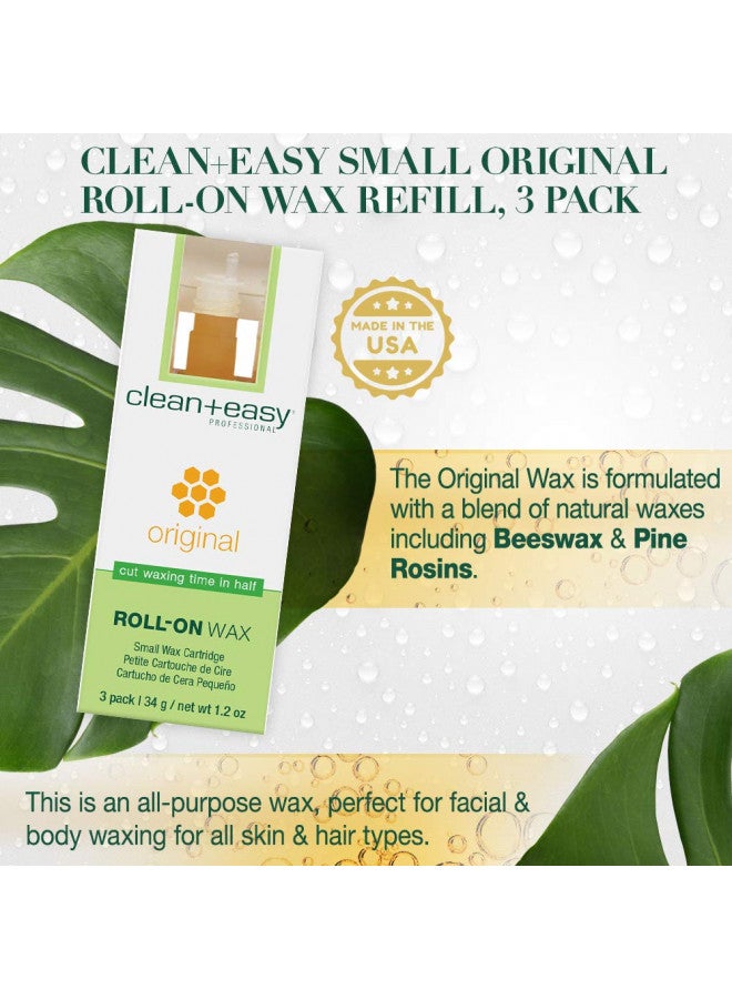 Clean + Easy Small Original Roll On Wax Refill for Wax Cartridge, Hygienic Depilatory Hair Removal Treatment, Removes Fine to Coarse Hairs, Perfect for Delicate Skin - 3 Packs - Image 3