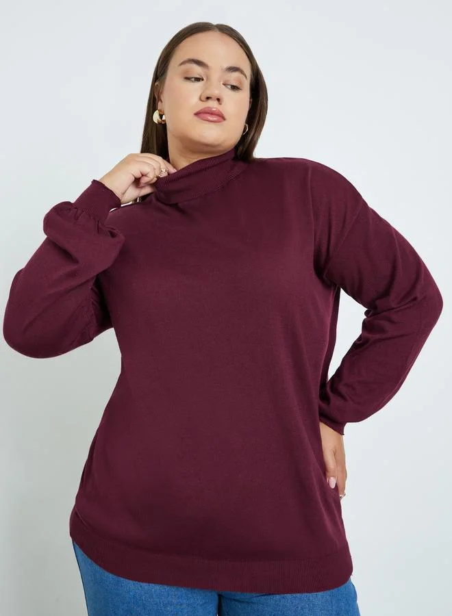 Plus Size Burgundy Turtleneck Sweater