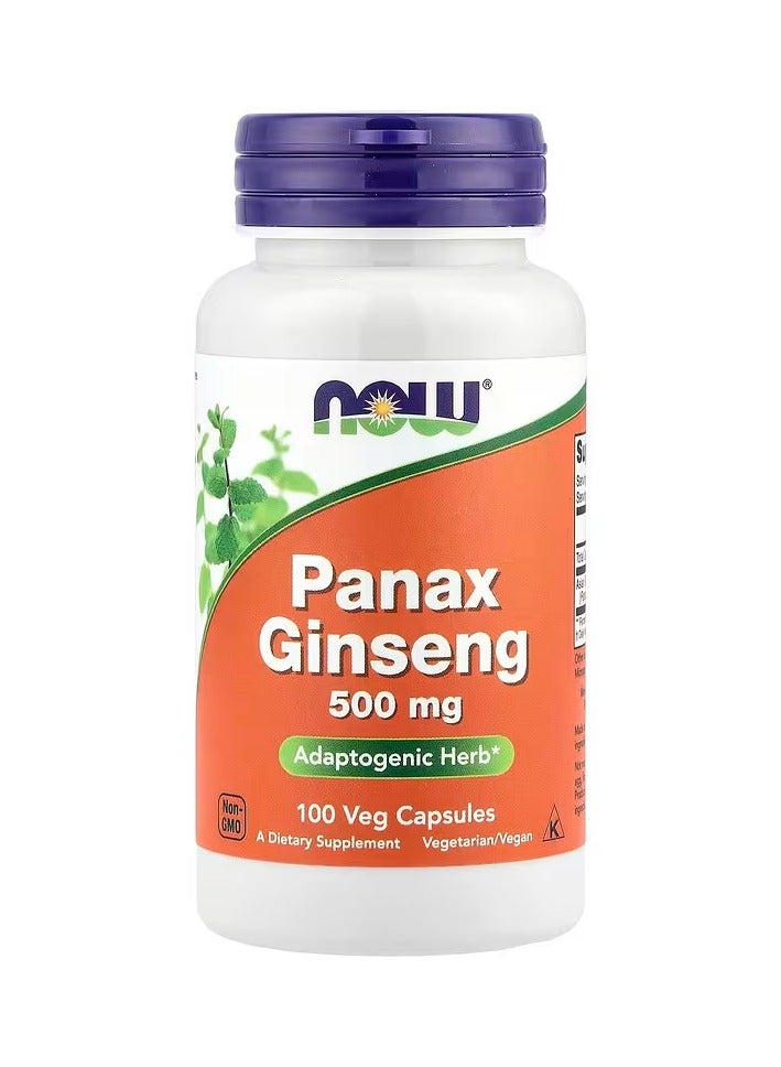now Panax Ginseng , 500 mg, 100 Veg Capsules - Image 1