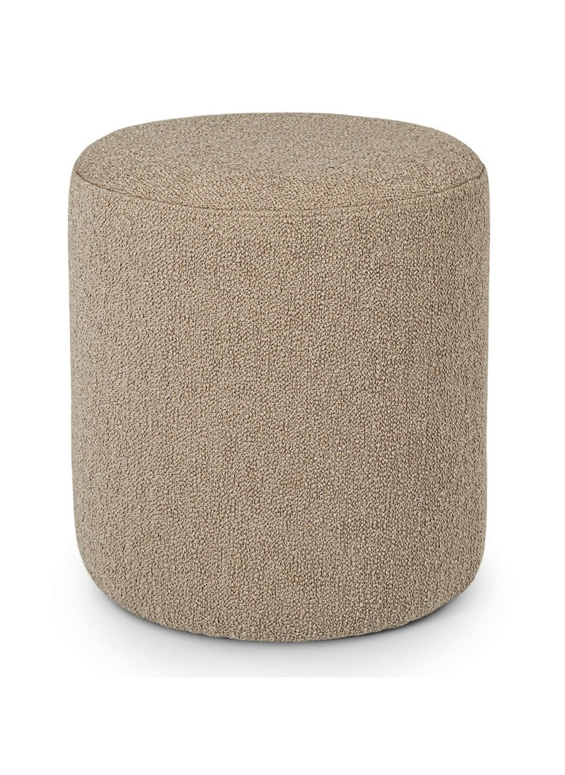 Nice Home Boucle Beige Round Pouf Ottoman – 45x40 CM, Plush Footstool with Wooden Base, Cozy Footrest for Living Room, Bedroom & Kids Room  - Image 2