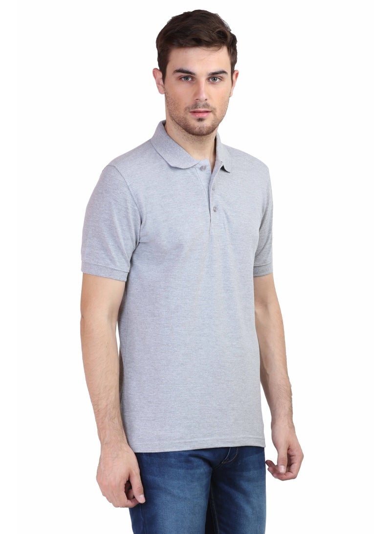 ملابس RSO تي شيرت بولو سادة بأكمام نصفية وياقة بولو للرجال من RSO Outfits - رمادي فاتح - Image 1