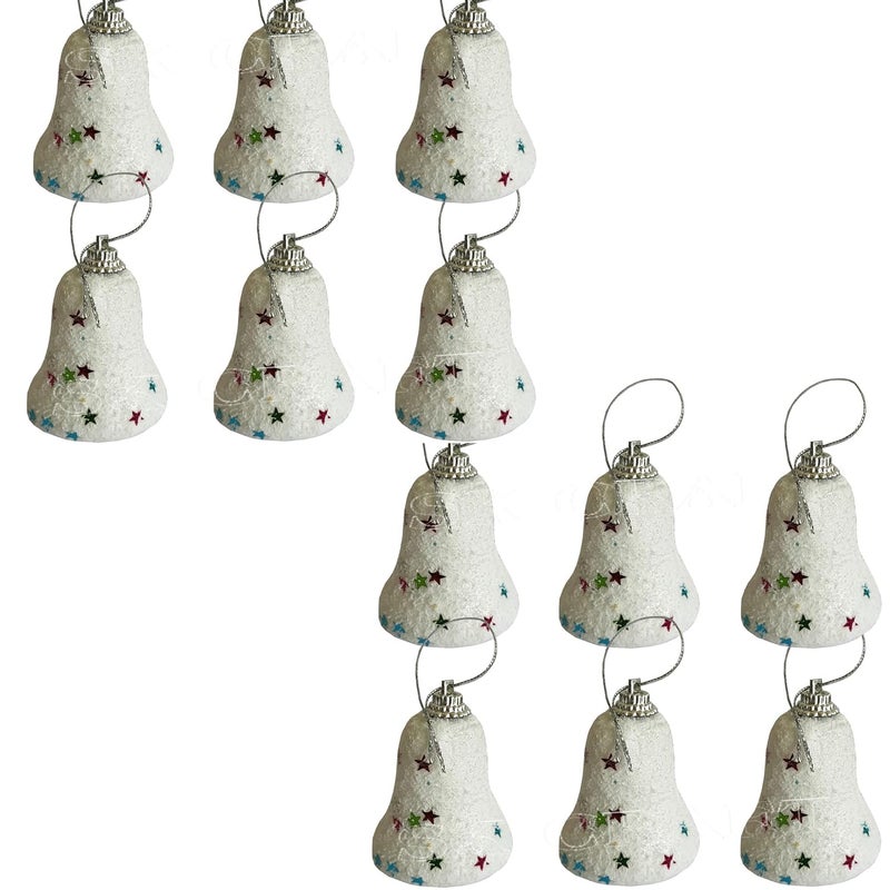 SK Craft 24 pcs Christmas Tree Decoration Snow Bell Hanging Ornaments Christmas Tree Ball Decoration Christmas Decoration Christmas Decor itesms - Image 1