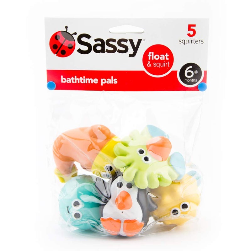 Sassy Bathtime Pals Squirt and Float Toys 9+ Months Set of 5 Sea Characters - Image 2
