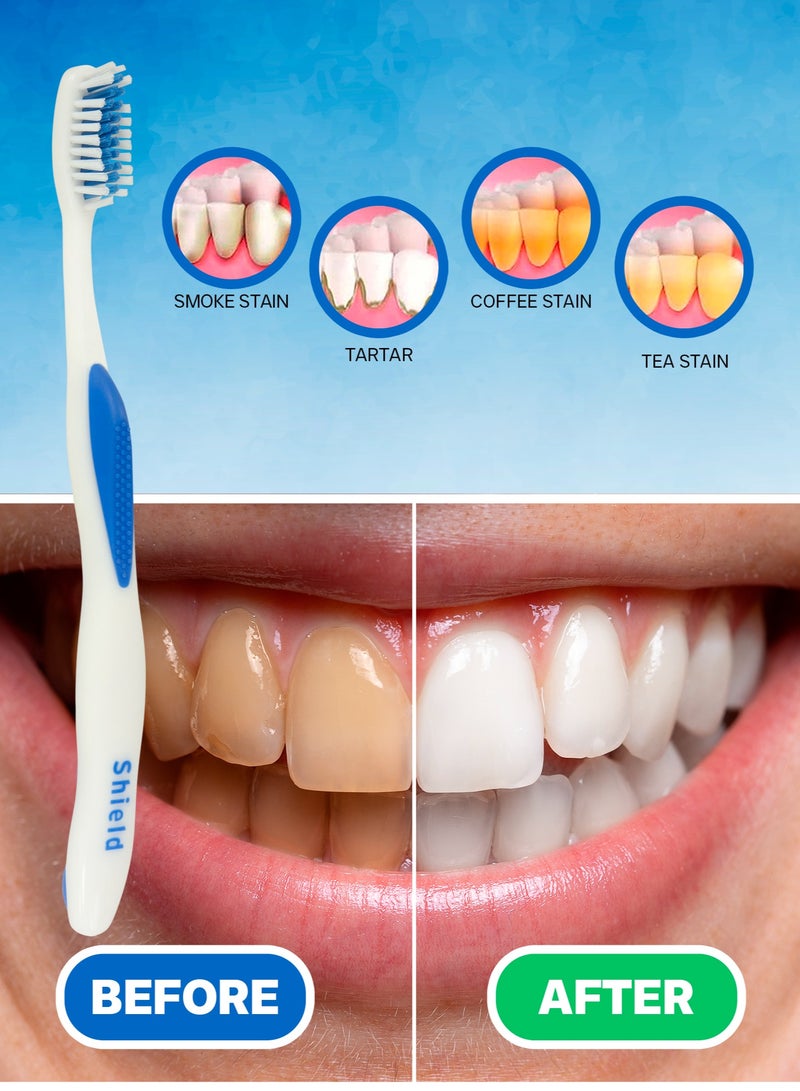 Shield Care فرشاة أسنان شيلد كير سينسيشن إكسبيرت مع غطاء للعناية لتنظيف عميق، مقبض مطاطي ناعم، شعيرات متوسطة، مثالية للبالغين، 12 قطعة (عبوة من 1) - Image 5