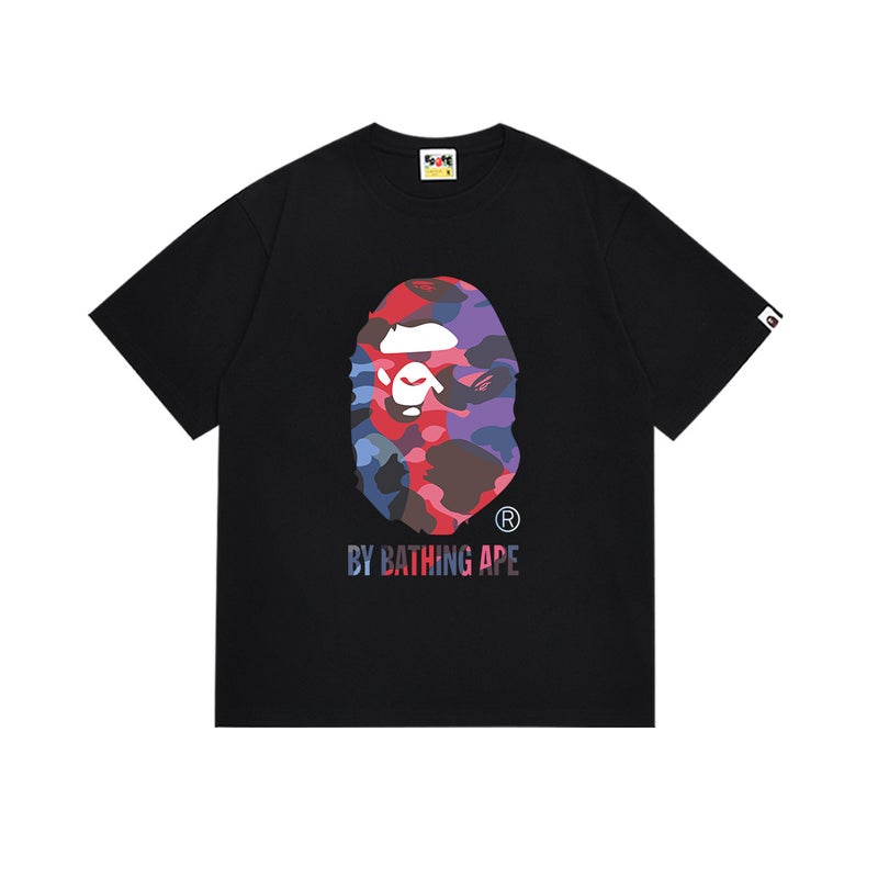 بايب تي شيرت BAPE صيفي 2026 بتصميم رأس القرد ونمط التمويه - للرجال والنساء - Image 1