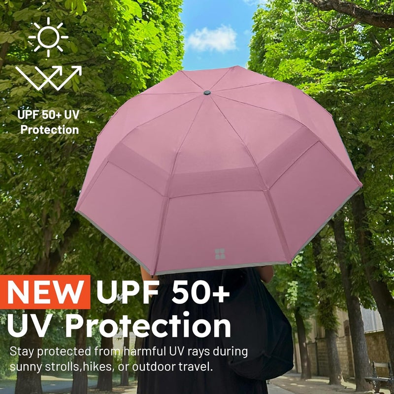 Weatherman Premium Collapsible Travel Umbrella - Windproof, Compact, Easy Auto Open - Resists Up to 55 MPH Winds - Perfect for Rain, Wind, Backpack, Car - Folding Umbrella (Navy Blue) - Image 2
