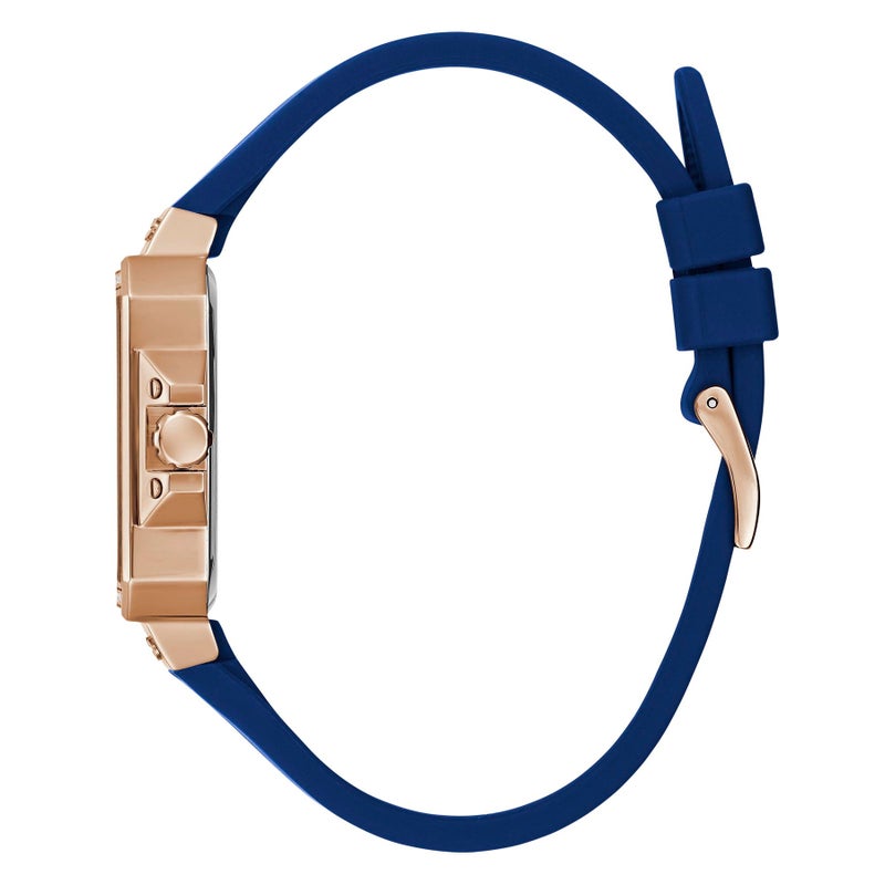 GUESS Women's GW0618L2 Rose Gold Tone Quartz Multifunction Watch with Blue Silicone Strap - Image 2